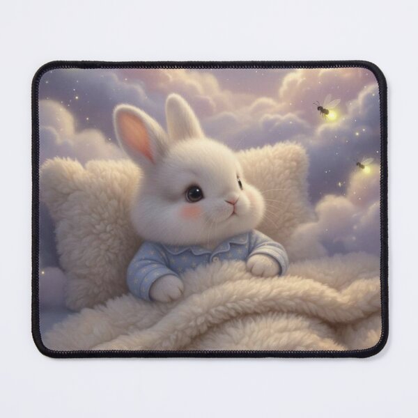 Item preview, Adorable Bunny in Blue Pajamas Having Sweet Dreams on a Cloud designed and sold by lovelistivkaa.