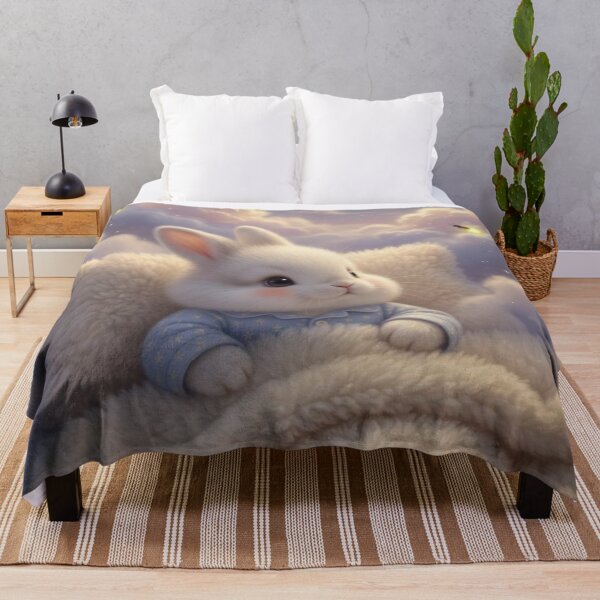 Item preview, Adorable Bunny in Blue Pajamas Having Sweet Dreams on a Cloud designed and sold by lovelistivkaa.