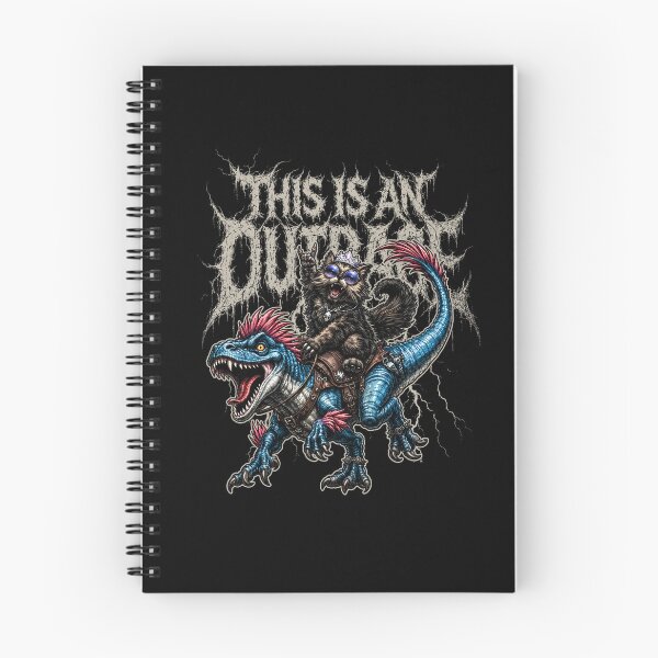 Item preview, This Is An Outrage Cat Riding Raptor Heavy Metal Humor designed and sold by margamPagenberg.