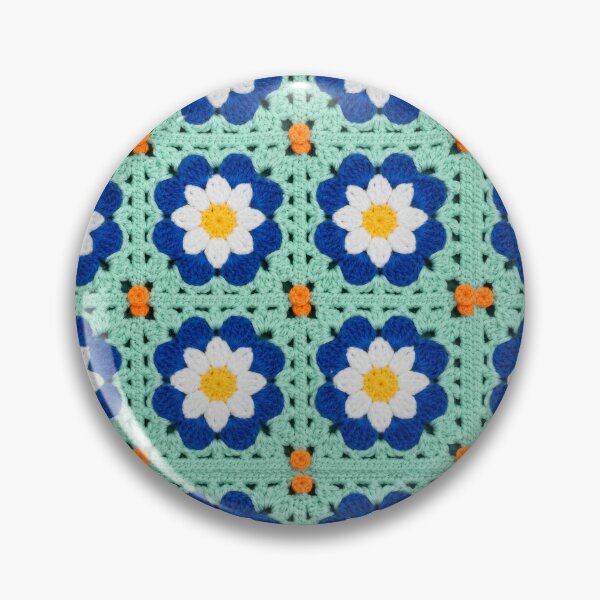 Item preview, Blue Daisy Crochet Granny Square Mint Green designed and sold by LuisWorks.