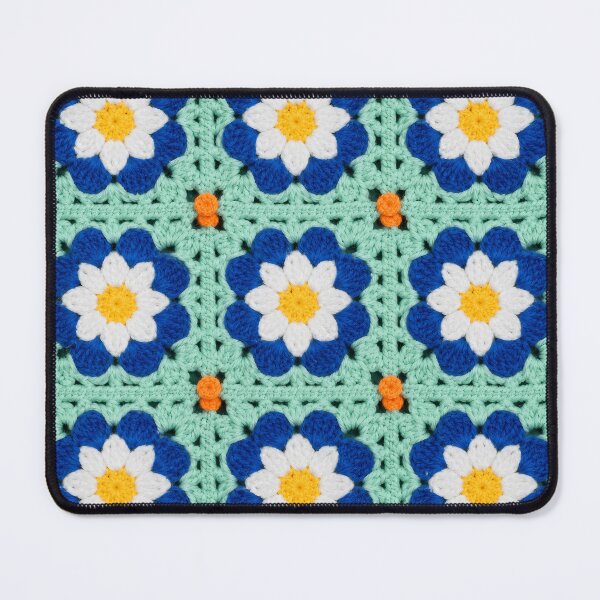 Item preview, Blue Daisy Crochet Granny Square Mint Green designed and sold by LuisWorks.