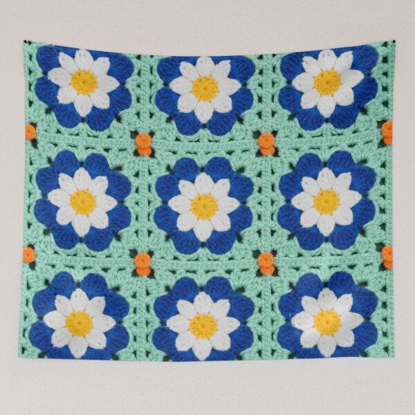 Item preview, Blue Daisy Crochet Granny Square Mint Green designed and sold by LuisWorks.