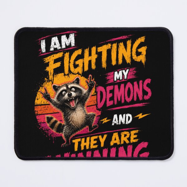 Item preview, I Am Fighting My Demons And They Are Winning Raccoon Sarcastic Humor designed and sold by JonesFlora2025.