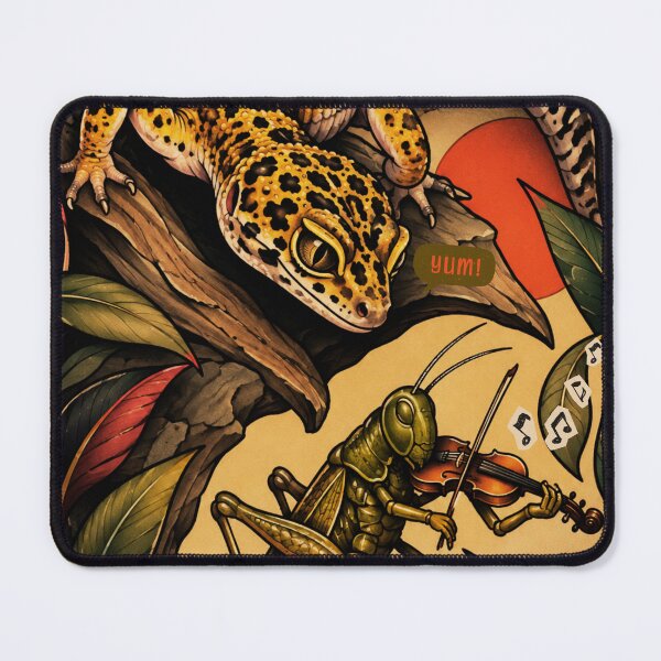 Item preview, The Last Song Before Dinner - Leopard Gecko & Cricket Illustration designed and sold by tellia-kallisto.