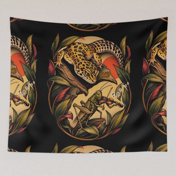 Item preview, The Last Song Before Dinner - Leopard Gecko & Cricket Illustration designed and sold by tellia-kallisto.