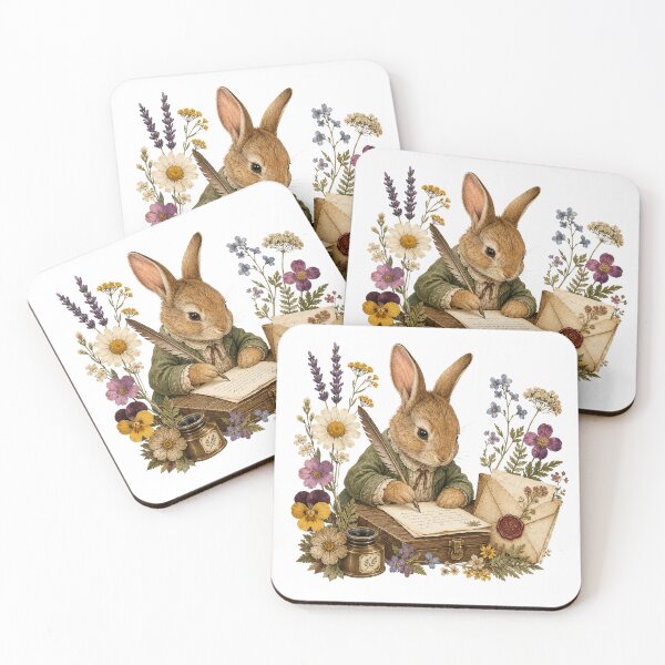 Item preview, Pressed Flower Rabbit Letter Writer in Wildflowers designed and sold by Mosslume Studio.