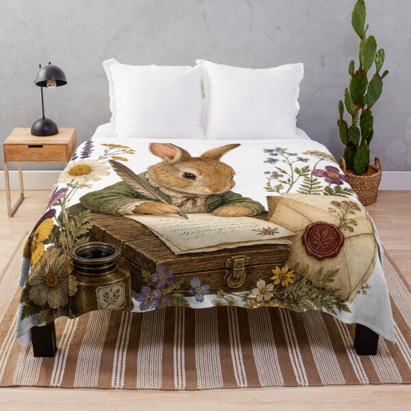 Item preview, Pressed Flower Rabbit Letter Writer in Wildflowers designed and sold by Mosslume Studio.