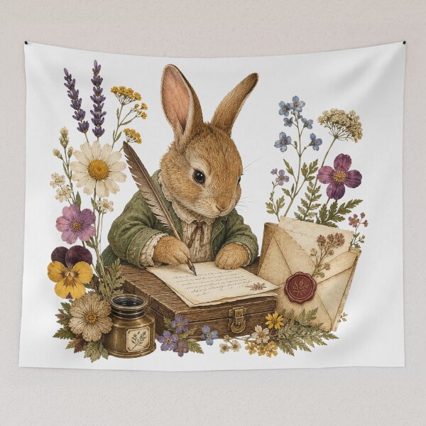 Item preview, Pressed Flower Rabbit Letter Writer in Wildflowers designed and sold by Mosslume Studio.