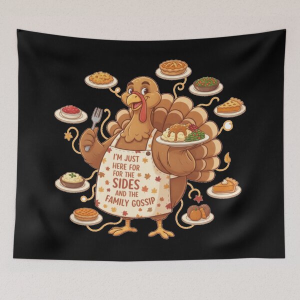 Item preview, Funny Thanksgiving Turkey Im Just Here For The Sides designed and sold by DeliaDesignsCo.