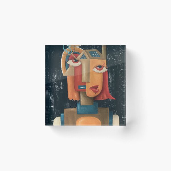 Item preview, Alien No.3 – The Silent Bridge | Cubist Acrylic Portrait designed and sold by aekritdeach.