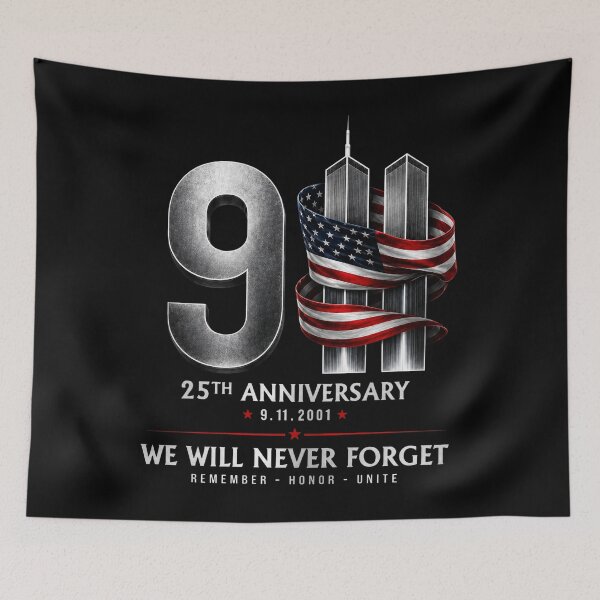 Item preview, 9-11 25th Anniversary Memorial, Patriotic American Flag Tribute, September 11, Memorial, Never Forget Patriot Day  designed and sold by PiaCherry.