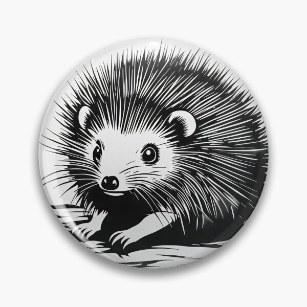 Item preview, Cute Porcupine Linocut Illustration – Black and White Woodland Animal Art designed and sold by Artisan Finds Online.
