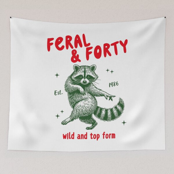 Item preview, Feral & Forty, Funny Raccoon 40th Birthday,1986 Birthday designed and sold by PiaCherry.