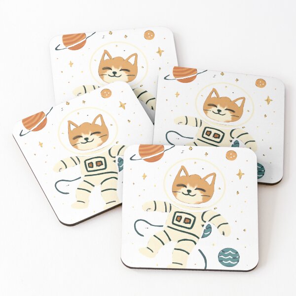 Item preview, Cute Space Cat Astronaut – Kawaii Cosmic Kitty Floating Among the Stars designed and sold by KAM-KAM-STORE.