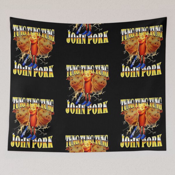 Item preview, John Pork Tung Tung Tung Bootleg Rap Tee Retro Meme designed and sold by Cutecharactel.