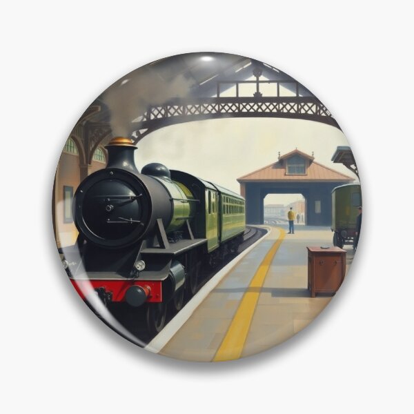 Item preview, A steam train at a railway station. designed and sold by oldMastersofart.