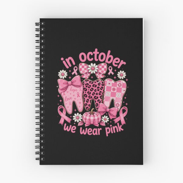 Item preview, In October We Wear Pink Cute Dental Teeth Floral Bows, Pink Ribbon Dental Tee designed and sold by HamadaArtivio1.
