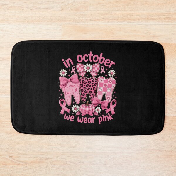 Item preview, In October We Wear Pink Cute Dental Teeth Floral Bows, Pink Ribbon Dental Tee designed and sold by HamadaArtivio1.