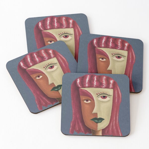 Item preview, Split Face Abstract Portrait with Red Hair designed and sold by aekritdeach.
