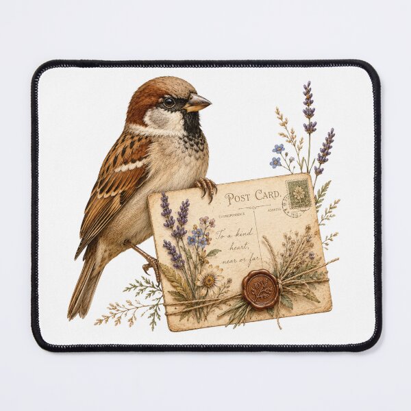 Item preview, Botanical Postcard Sparrow Vintage Wildflower Art designed and sold by Mosslume Studio.