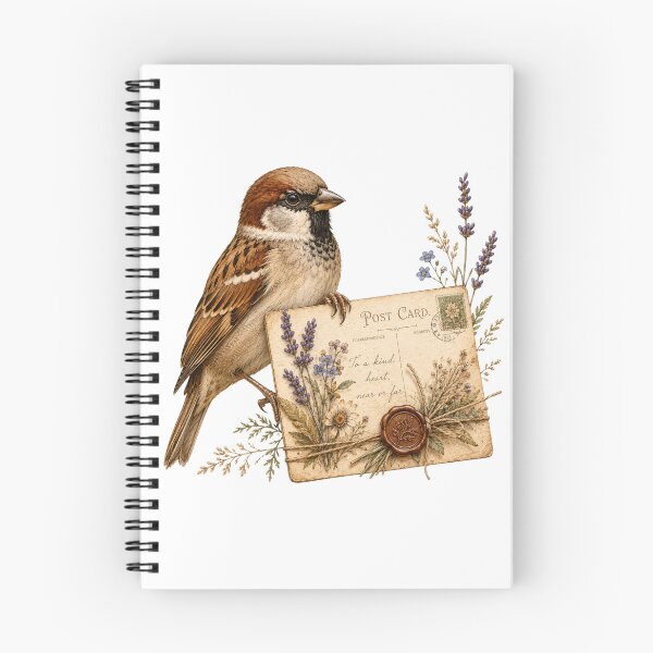 Item preview, Botanical Postcard Sparrow Vintage Wildflower Art designed and sold by Mosslume Studio.