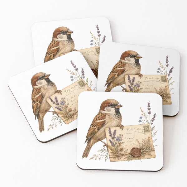 Item preview, Botanical Postcard Sparrow Vintage Wildflower Art designed and sold by Mosslume Studio.