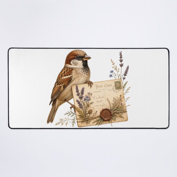 Item preview, Botanical Postcard Sparrow Vintage Wildflower Art designed and sold by Mosslume Studio.