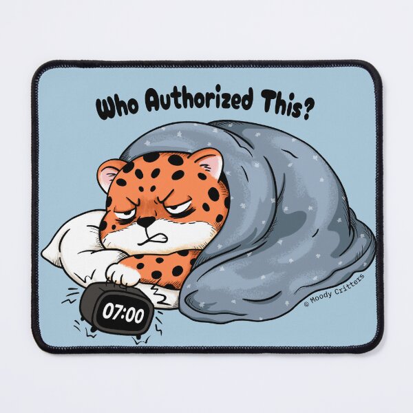Item preview, Grumpy Leopard Annoyed by Morning Alarm designed and sold by Moody Critters.