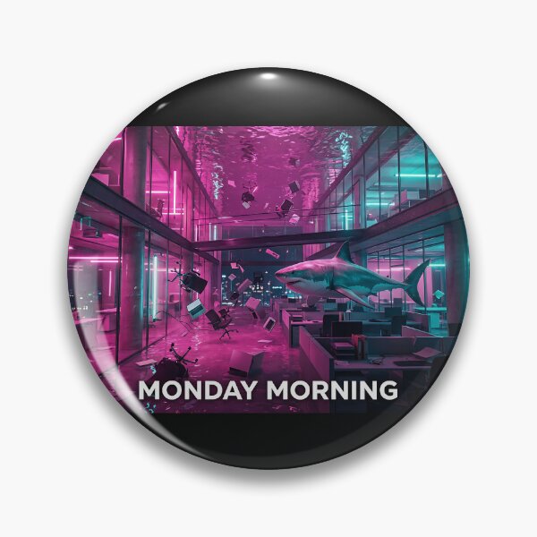 Item preview, Monday Morning - Office Shark Vaporwave Meme designed and sold by RareVisuals.