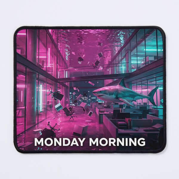 Item preview, Monday Morning - Office Shark Vaporwave Meme designed and sold by RareVisuals.