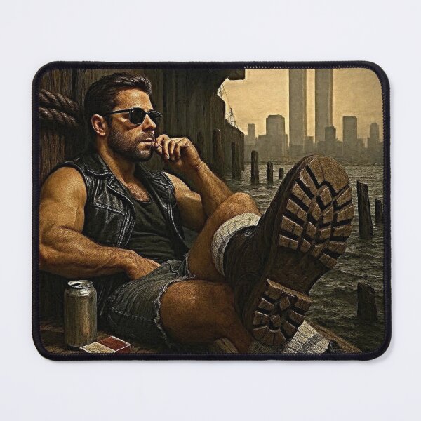 Item preview, 1970's Hudson Pier - Meet Me In The Shadows - Gay Leather Cruise New York Hyperrealism Series Gay Art designed and sold by ItsAKinkThing.