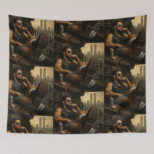 Item preview, 1970's Hudson Pier - Meet Me In The Shadows - Gay Leather Cruise New York Hyperrealism Series Gay Art designed and sold by ItsAKinkThing.