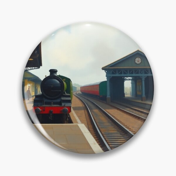 Item preview, A steam train in a ralway station. designed and sold by oldMastersofart.