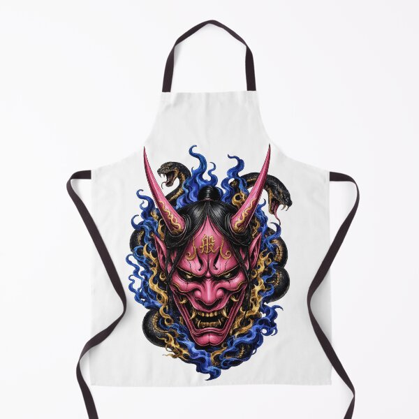 Item preview, Pink Hannya Mask with Black Snakes – Japanese Oni Art designed and sold by ichiyori.