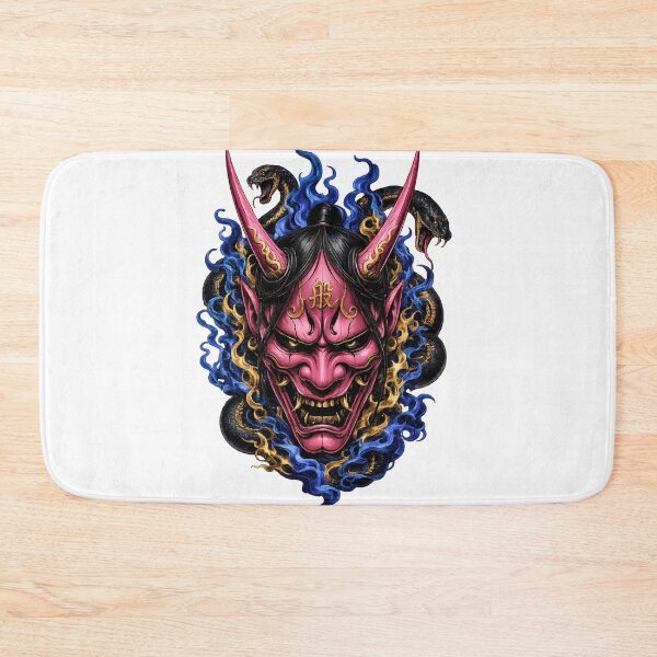 Item preview, Pink Hannya Mask with Black Snakes – Japanese Oni Art designed and sold by ichiyori.