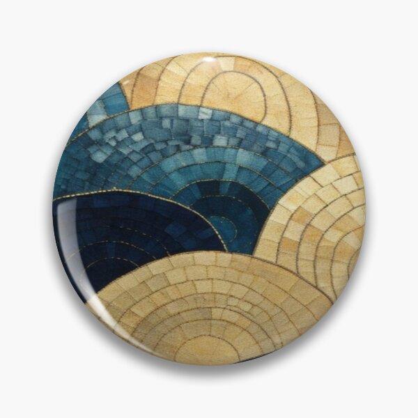 Item preview, Circular Blue Gold Mosaic Wave Pattern Artwork  designed and sold by NivyasArtistry.