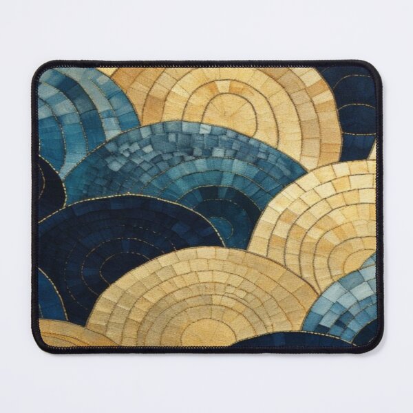 Item preview, Circular Blue Gold Mosaic Wave Pattern Artwork  designed and sold by NivyasArtistry.