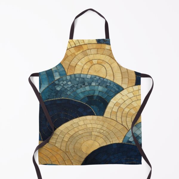 Item preview, Circular Blue Gold Mosaic Wave Pattern Artwork  designed and sold by NivyasArtistry.