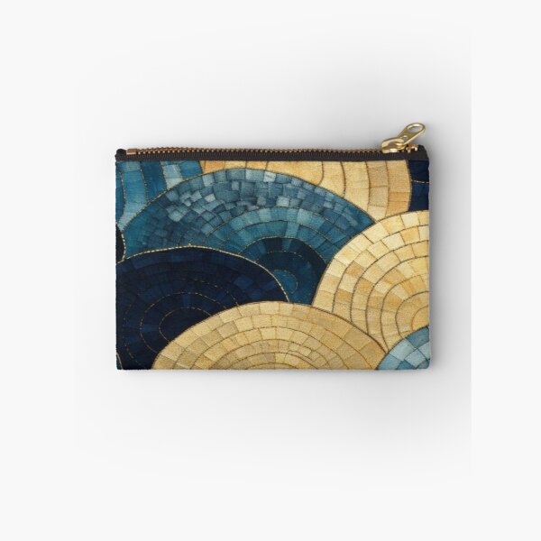 Item preview, Circular Blue Gold Mosaic Wave Pattern Artwork  designed and sold by NivyasArtistry.