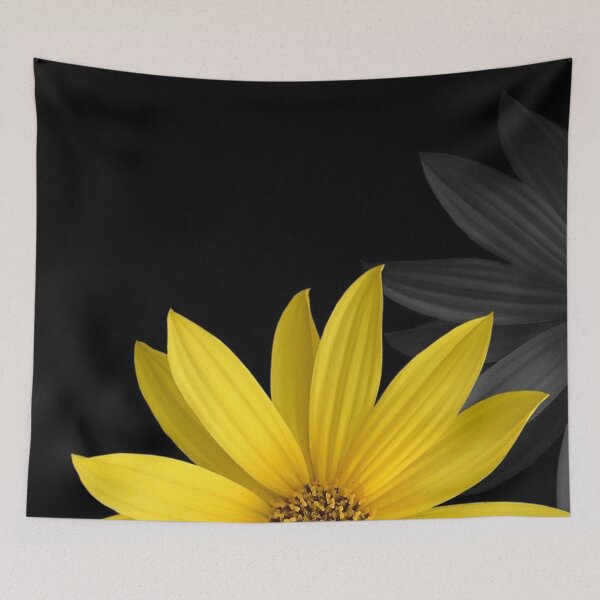 Item preview, Golden Contrast - Minimalist Yellow Daisy on Black Art designed and sold by Midnight Nebula.