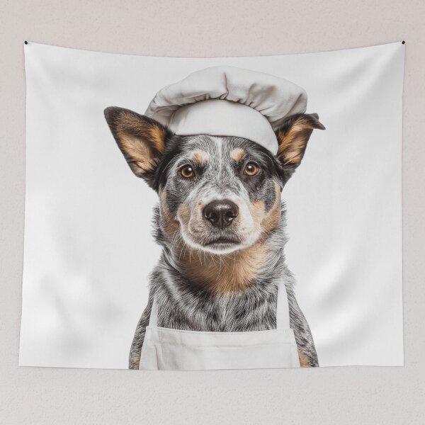 Item preview, Funny Australian Cattle Dog Chef Realistic Animal Cooking Humor Art designed and sold by LazyOwlStore.