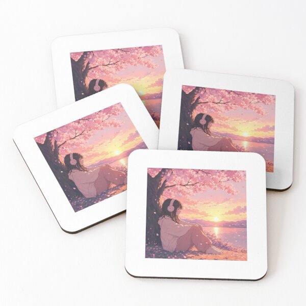 Item preview, Aesthetic Anime Girl Cherry Blossom Sunset Sticker   designed and sold by Chinnibujji.