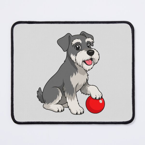Item preview, Cheerful image of a schnauzer with a red ball designed and sold by Stef Ringoot, cartoons and illustrations.