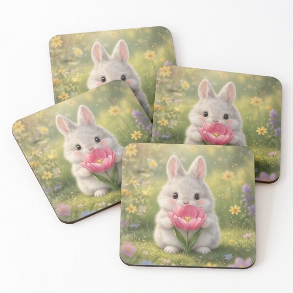 Item preview, Adorable Fluffy Rabbit Holding Spring Flower — Cozy Nature Aesthetic designed and sold by lovelistivkaa.