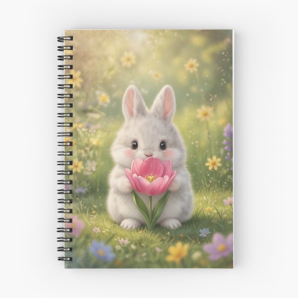 Item preview, Adorable Fluffy Rabbit Holding Spring Flower — Cozy Nature Aesthetic designed and sold by lovelistivkaa.