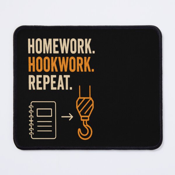 Item preview, Homework Hookwork Repeat – Funny Crane Operator Back to School Kids Design designed and sold by RusticMeadow.