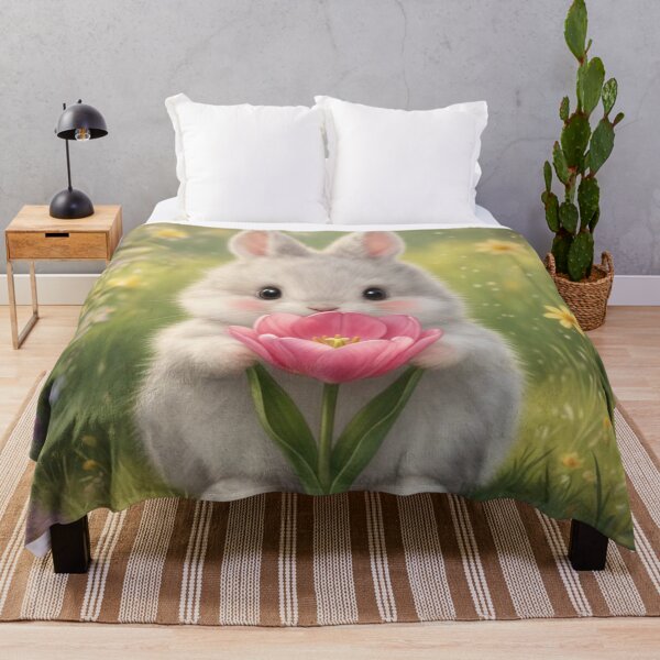 Item preview, Adorable Fluffy Rabbit Holding Spring Flower — Cozy Nature Aesthetic designed and sold by lovelistivkaa.