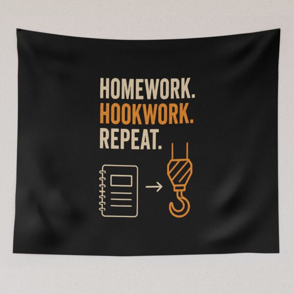 Item preview, Homework Hookwork Repeat – Funny Crane Operator Back to School Kids Design designed and sold by RusticMeadow.