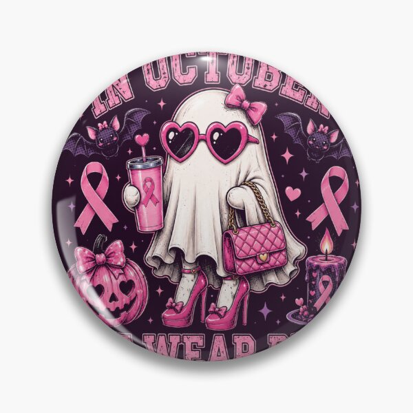 Item preview, In October We Wear Pink Spooky Cute Coquette Ghost designed and sold by HamadaArtivio1.