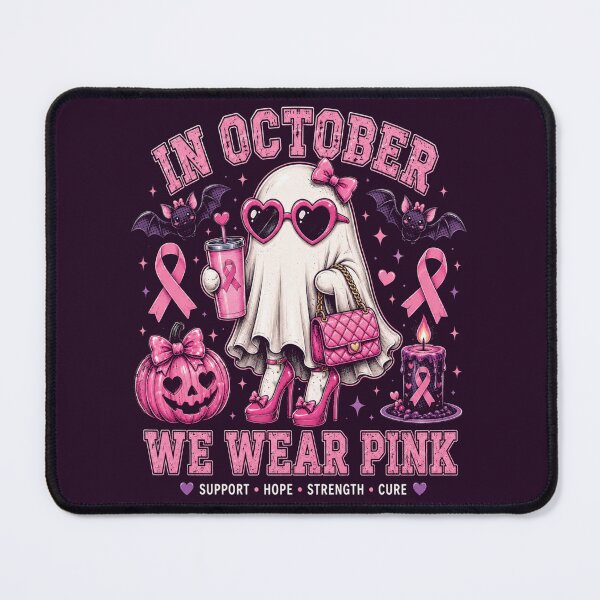 Item preview, In October We Wear Pink Spooky Cute Coquette Ghost designed and sold by HamadaArtivio1.